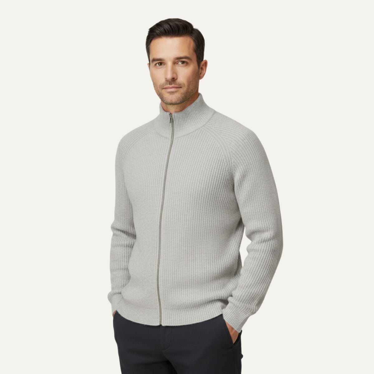 Men's Stylish Merino Wool Cardigan | Zip-Up