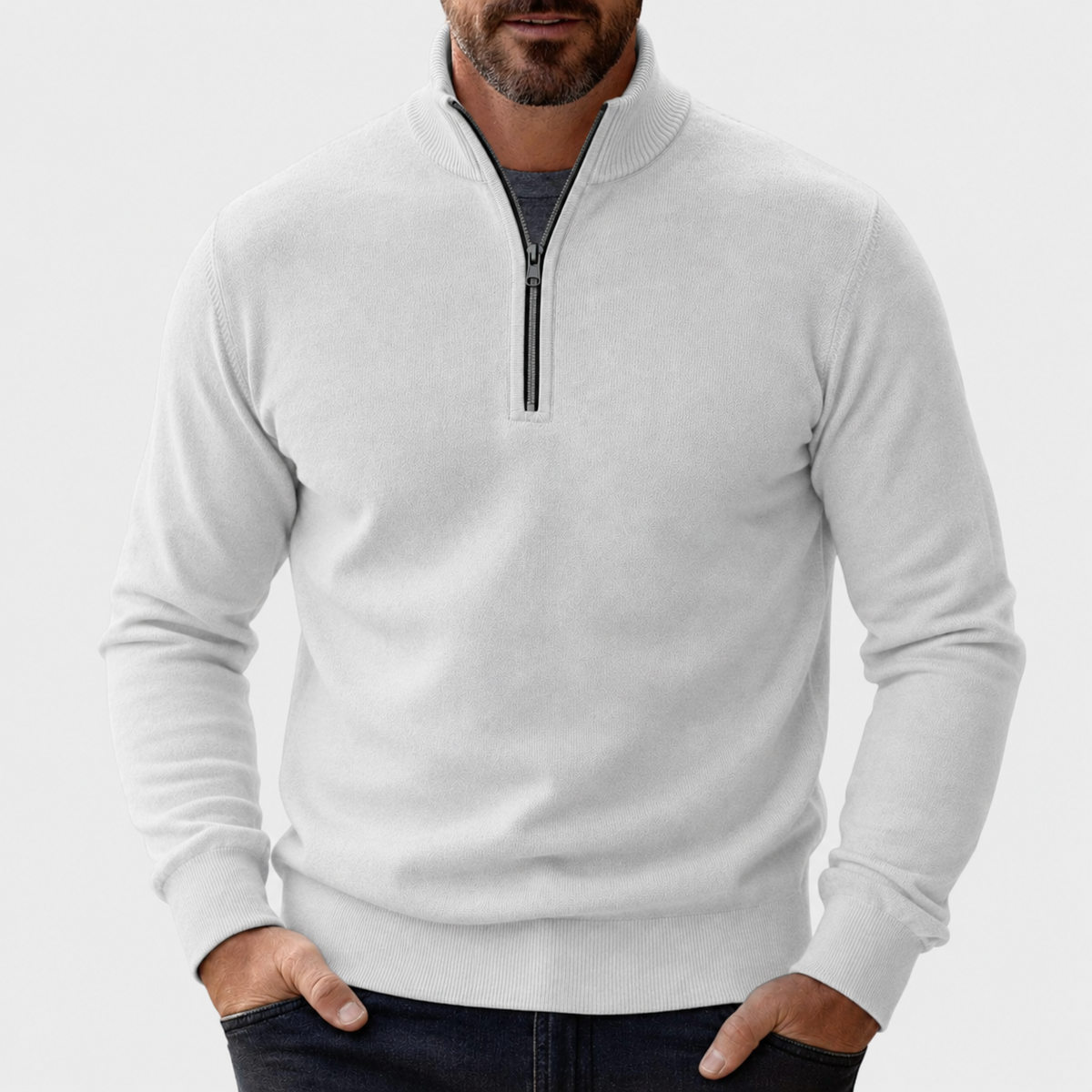 Men's Zip-Up Sweater Relaxed Fit Long Sleeve Casual Layering