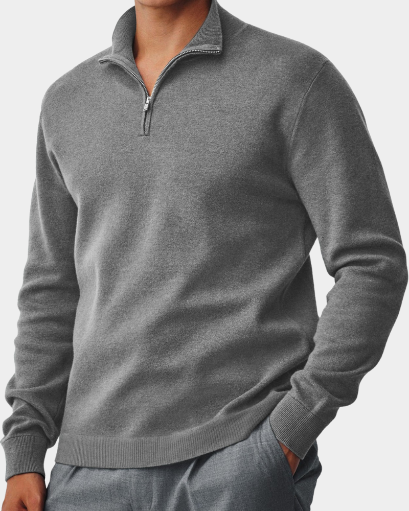 Men's Zip Neck Sweater Relaxed Fit Long Sleeve Casual Everyday Wear
