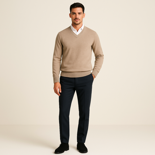 Men's Cashmere Jumper Knitted Crew Neck Soft Classic Elegant Casual Smart-Casual Layering Everyday Warm Rutherford