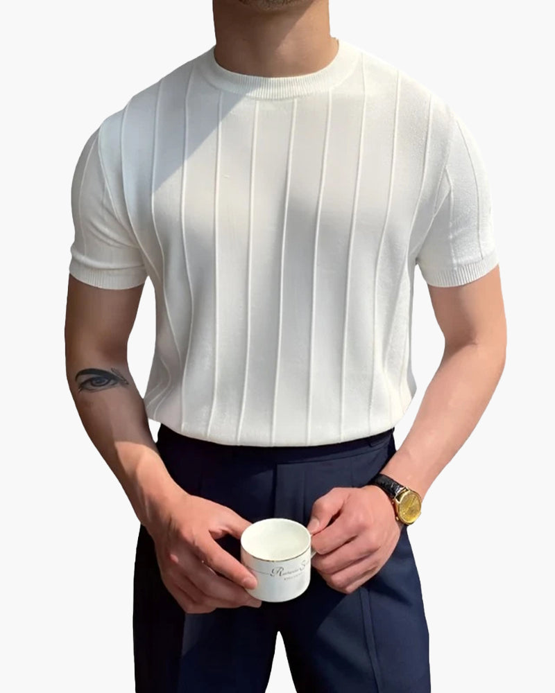 Men’s Vertical Ribbed Blend T-Shirt | Casual