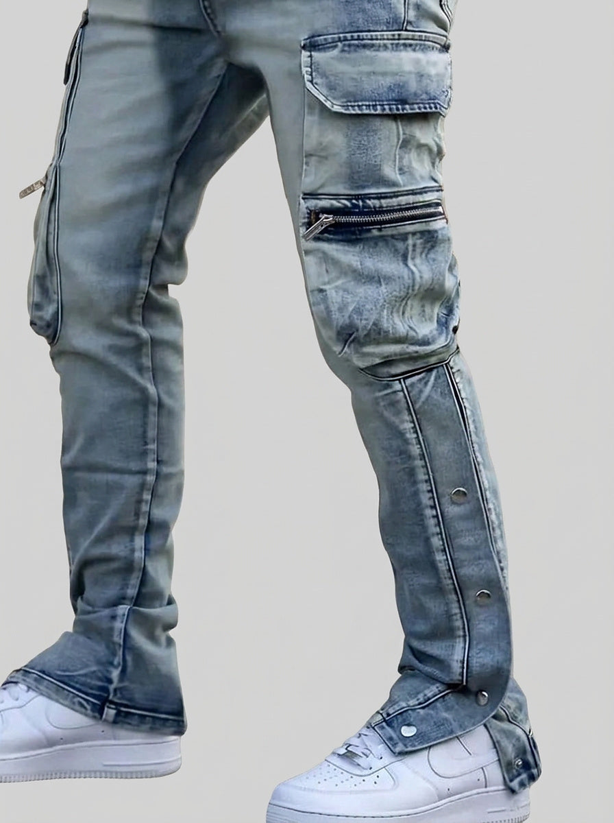Men’s Cargo Pants with Side Pockets and Snap Hems
