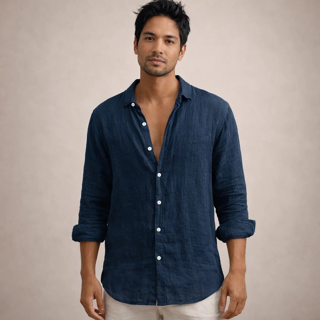 Men's Casual Open Collar Shirt | Long Sleeve