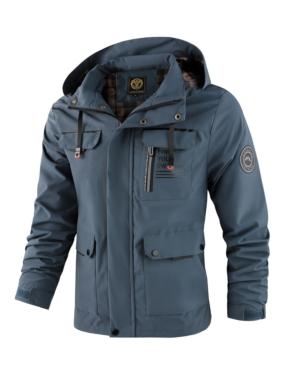 Men's Flared Hooded Jacket Casual Fit Long Sleeve Zippered Outdoor Wear