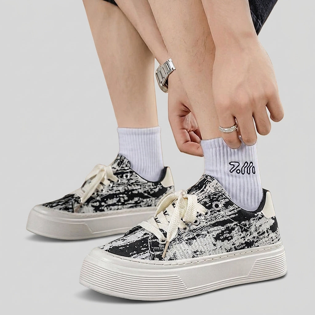 Men’s Platform Canvas Sneakers with Patterned Print