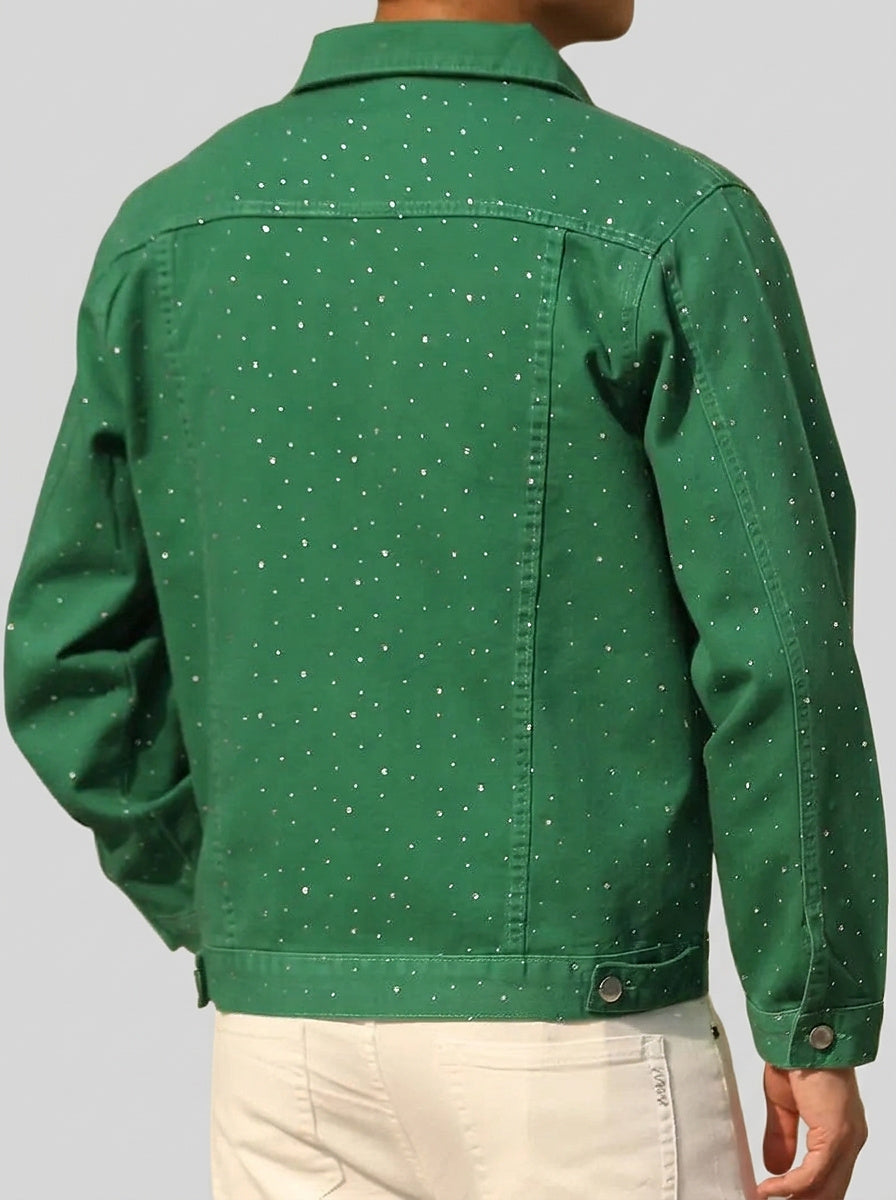 Men’s Denim Jacket with Rhinestone Embellishments