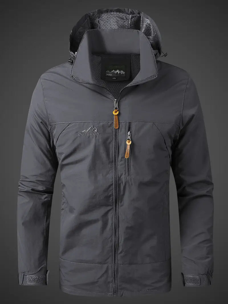Men's All-Weather Hooded Jacket Relaxed Fit Full-Zip Casual Outdoor