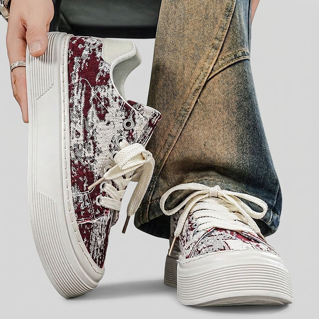 Men’s Platform Canvas Sneakers with Patterned Print