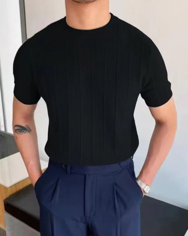 Men’s Vertical Ribbed Blend T-Shirt | Casual