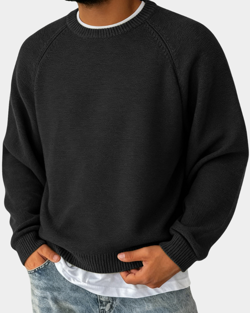 Men's Casual Crew Neck Jumper Relaxed Fit Long Sleeve Everyday Layering