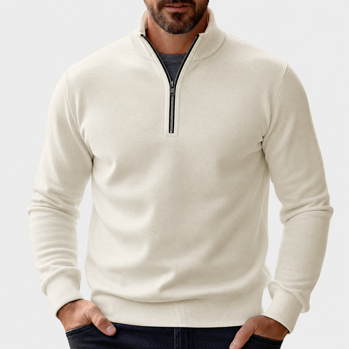 Men's Zip-Up Sweater Relaxed Fit Long Sleeve Casual Layering