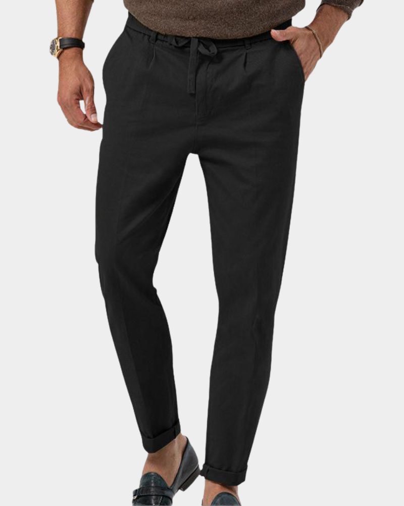 Men's Slim-Fit Pleat Trousers Tailored Design Smart-Casual Versatile Everyday