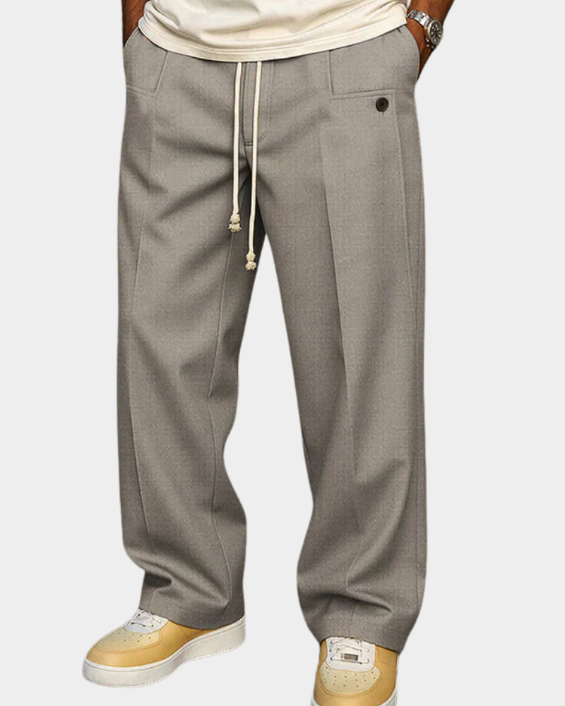 Men's Elegant Drawstring Trousers Relaxed Fit Casual Everyday Versatile