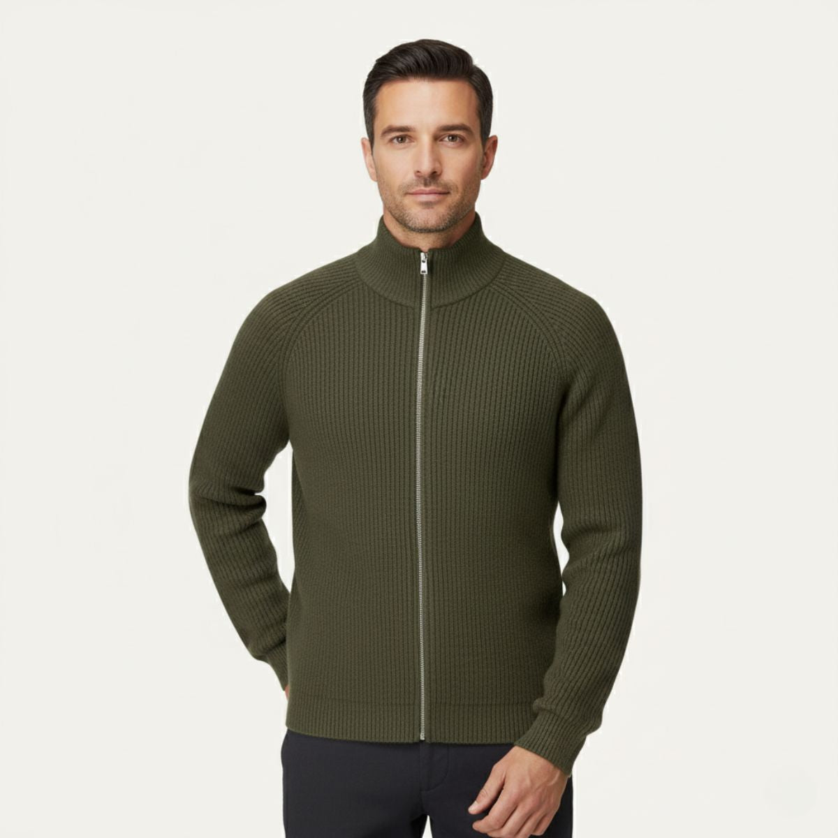 Men's Stylish Merino Wool Cardigan | Zip-Up