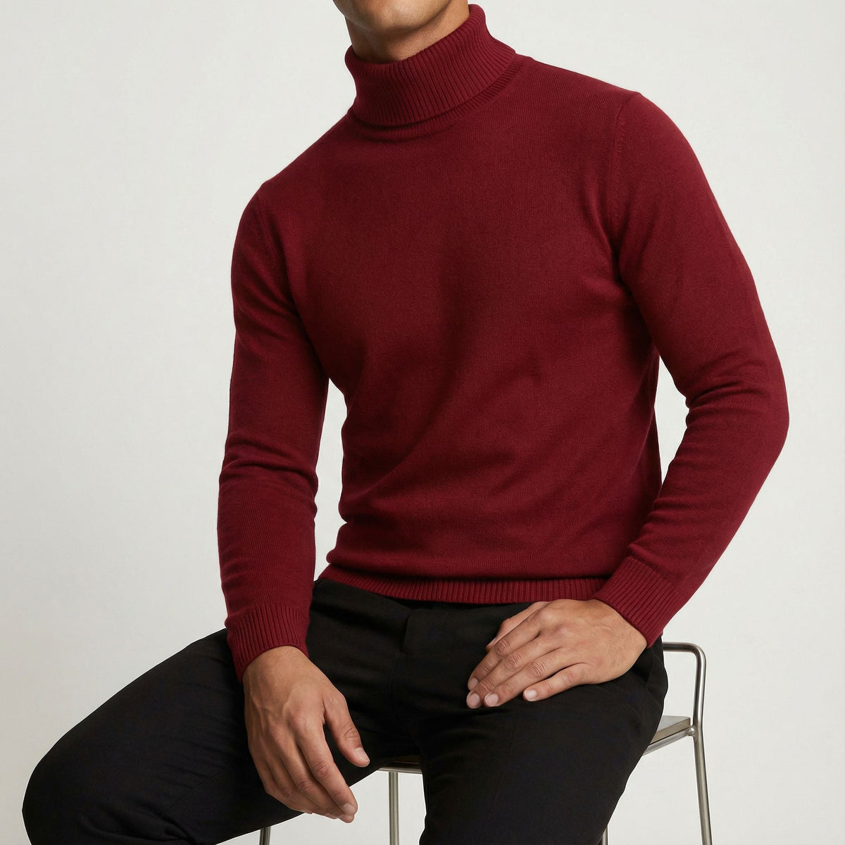 Men's Timeless Roll Neck Jumper Relaxed Fit Long Sleeve Classic Casual Wear
