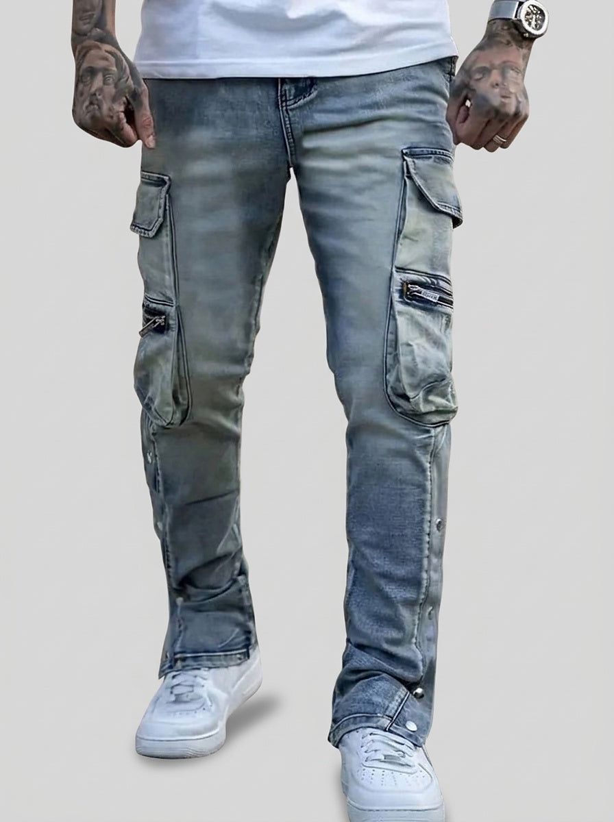 Men’s Cargo Pants with Side Pockets and Snap Hems