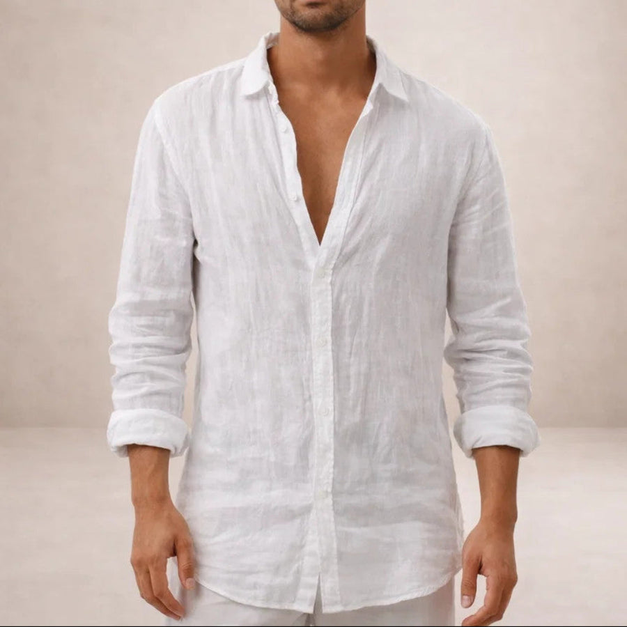 Men's Classic Fit Long Sleeve Button-Up Shirt Traditional Collar Casual Wear