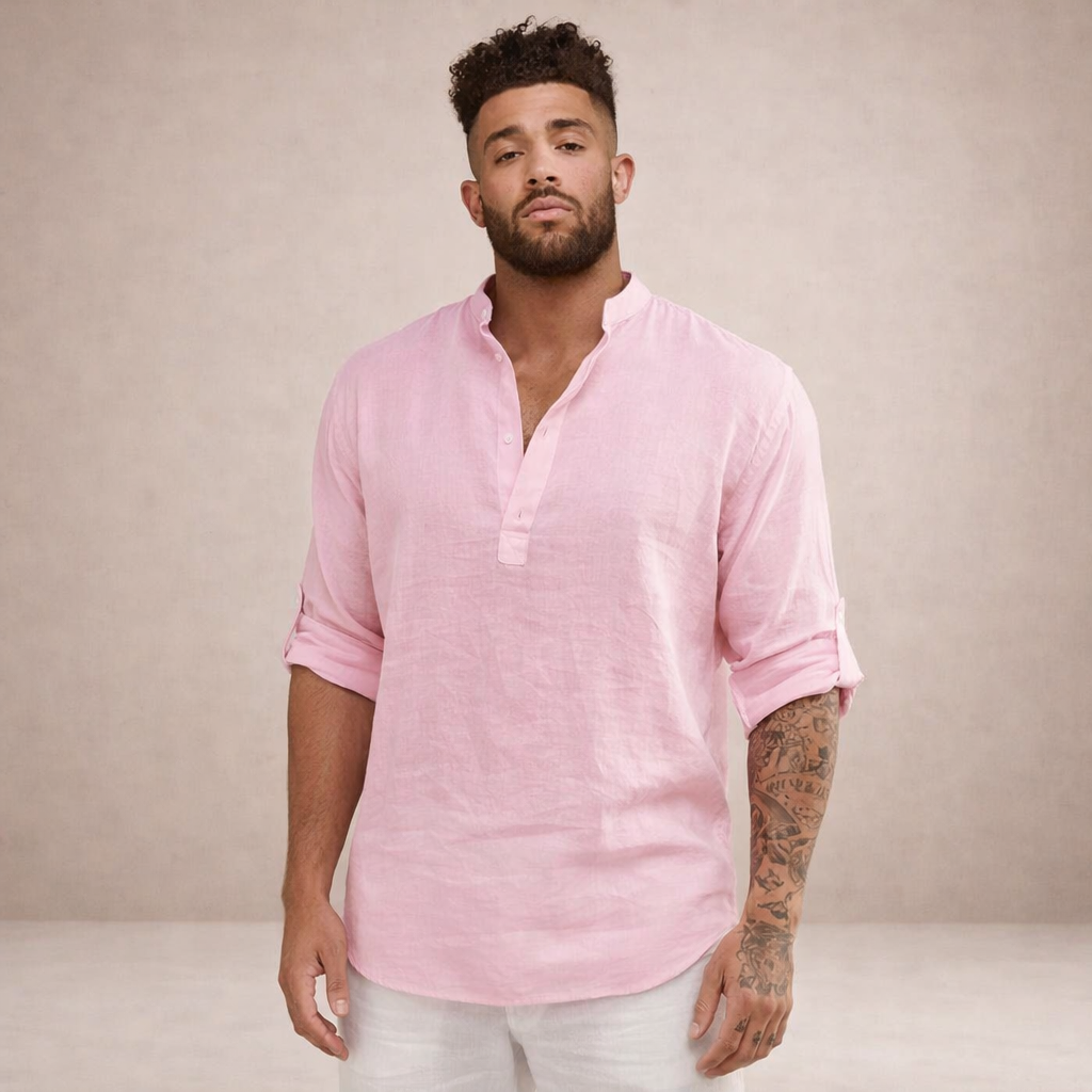 Men's Regular Fit Long Sleeve Shirt Stand Collar Casual Everyday Wear