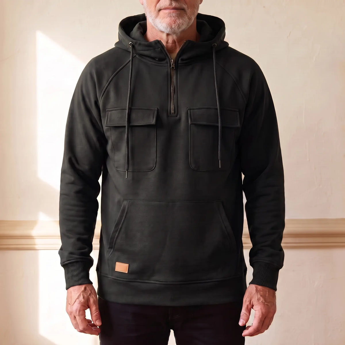 Men's Casual Hoodie with Flap Pockets Relaxed Fit Long Sleeve Everyday Wear