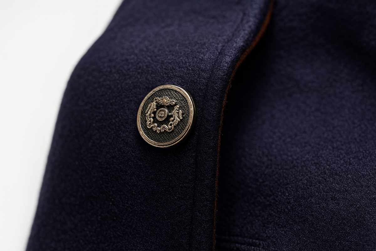 Men's Colorblock Overcoat Tailored Fit Long Sleeve Notched Collar Button-Up Winter Outerwear