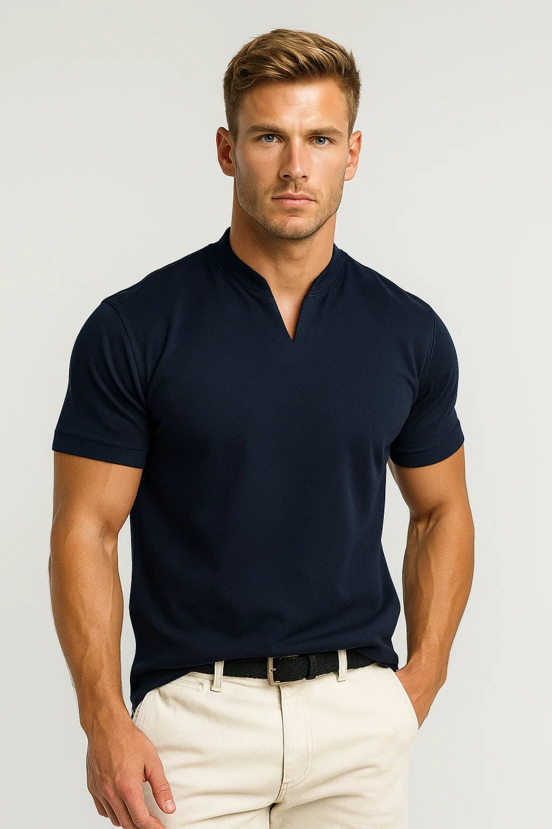 Men's Slim Fit Cotton Split Collar Shirt Suitable for Daily Use