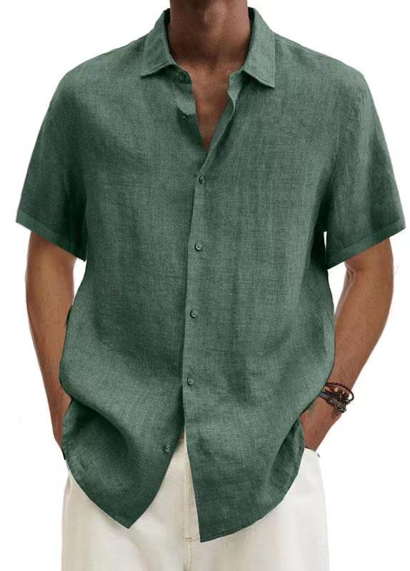Men’s Textured Point Collar Short Sleeve Button Down Shirt | Casual