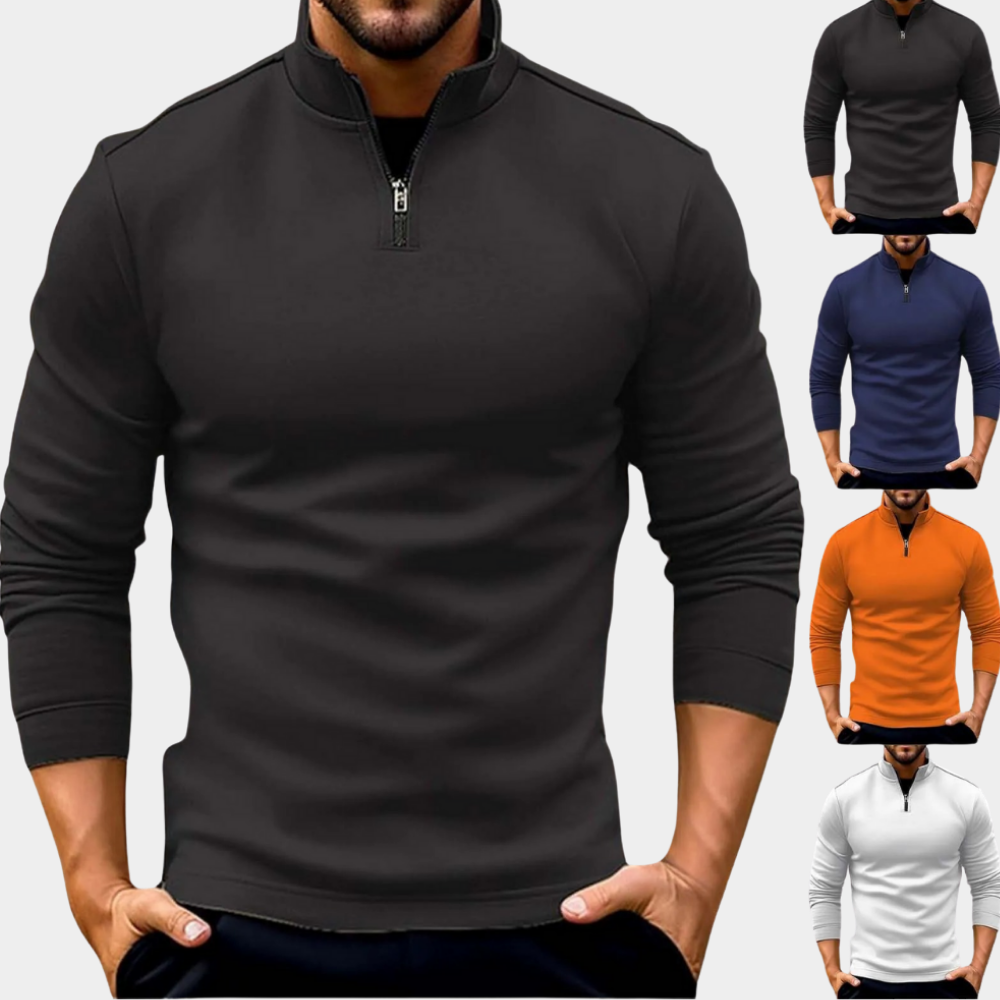 Men's Casual Quarter-Zip Jumper Relaxed Fit Long Sleeve Versatile Everyday Wear