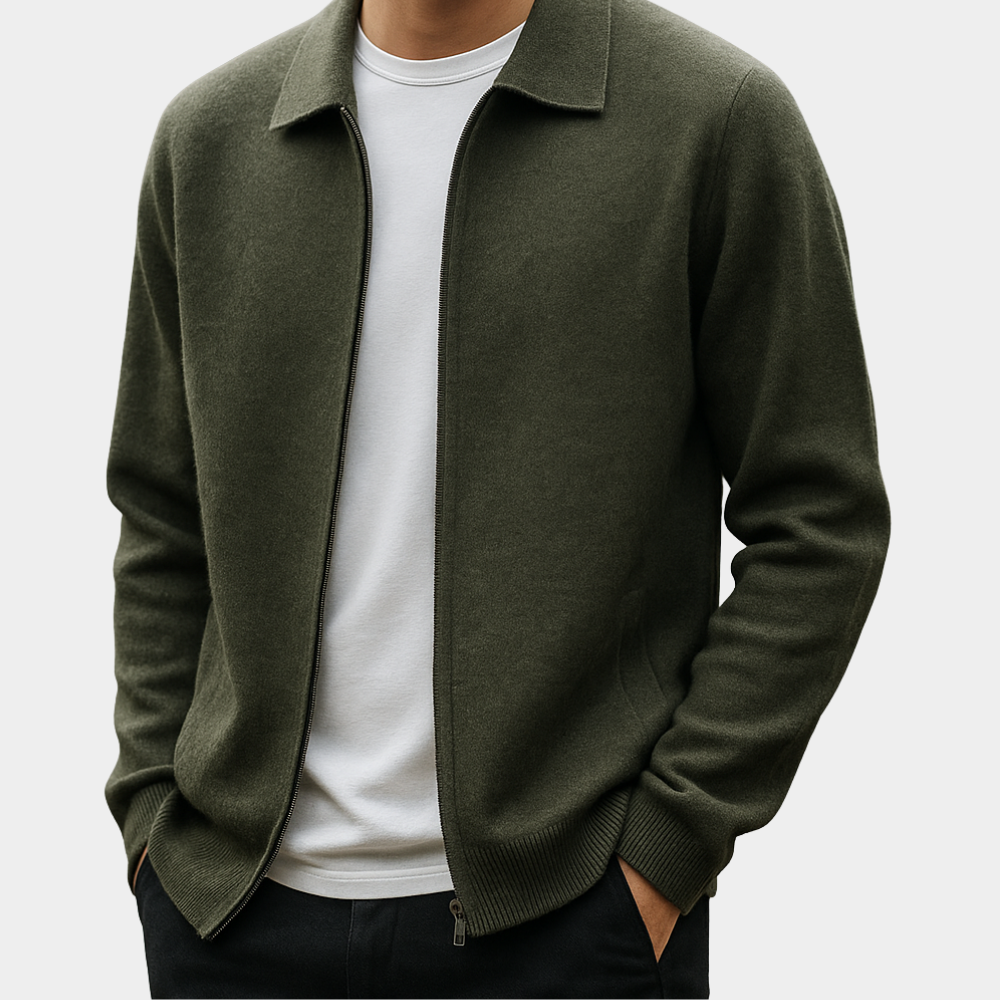 Men's Timeless Zip Cardigan Relaxed Fit Long Sleeve Classic Layering Casual