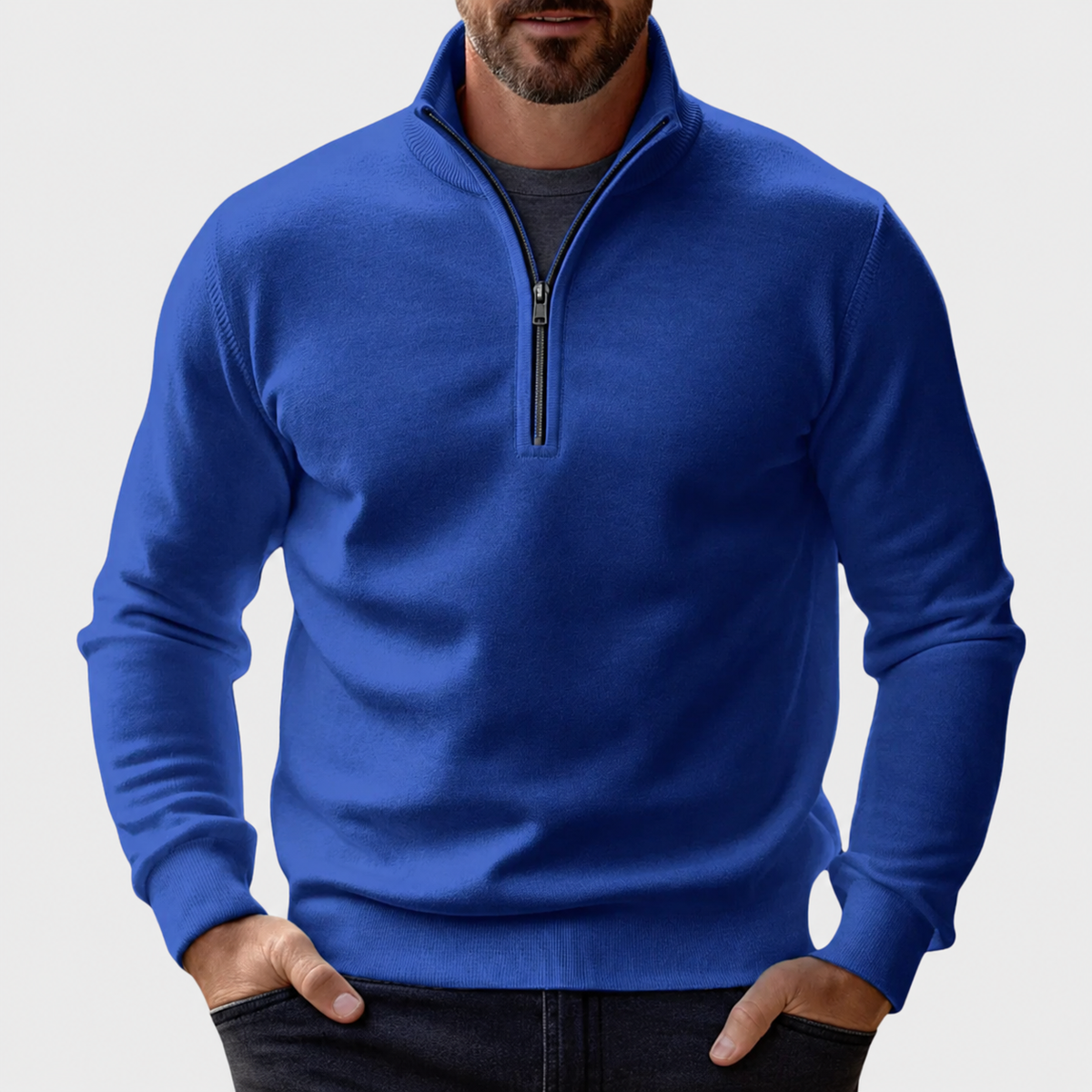 Men's Zip-Up Sweater Relaxed Fit Long Sleeve Casual Layering