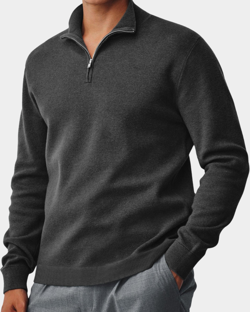 Men's Zip Neck Sweater Relaxed Fit Long Sleeve Casual Everyday Wear
