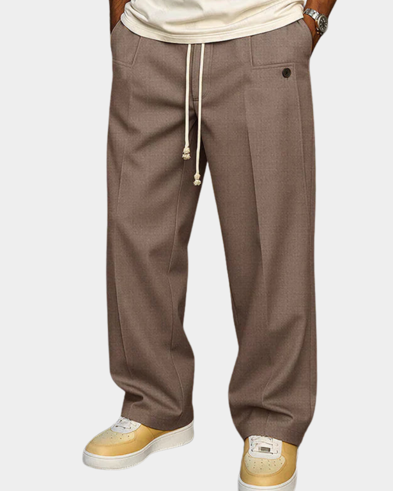 Men's Elegant Drawstring Trousers Relaxed Fit Casual Everyday Versatile