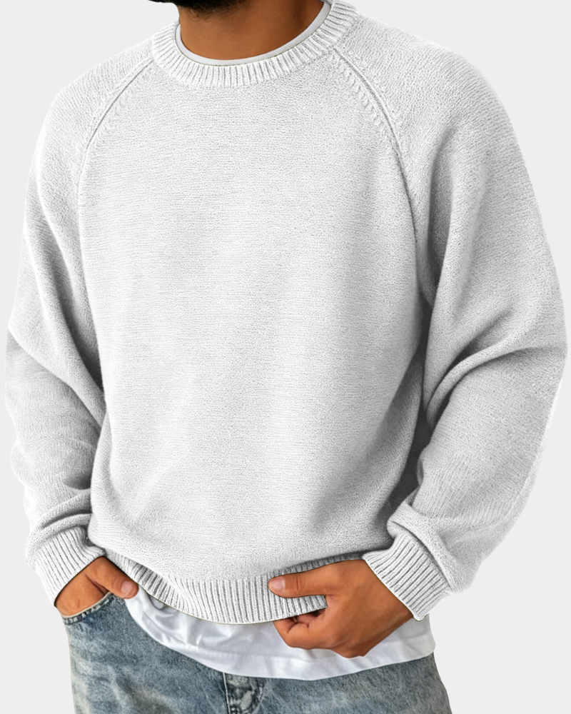 Men's Casual Crew Neck Jumper Relaxed Fit Long Sleeve Everyday Layering