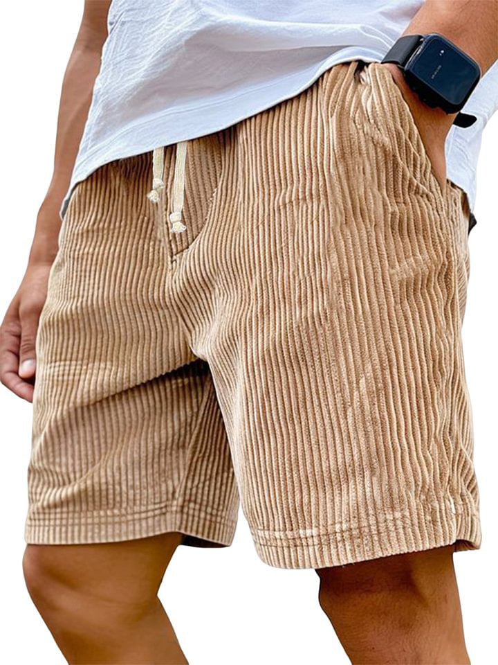 Men's Corduroy Shorts Relaxed Fit Drawstring Waist Casual Everyday Wear