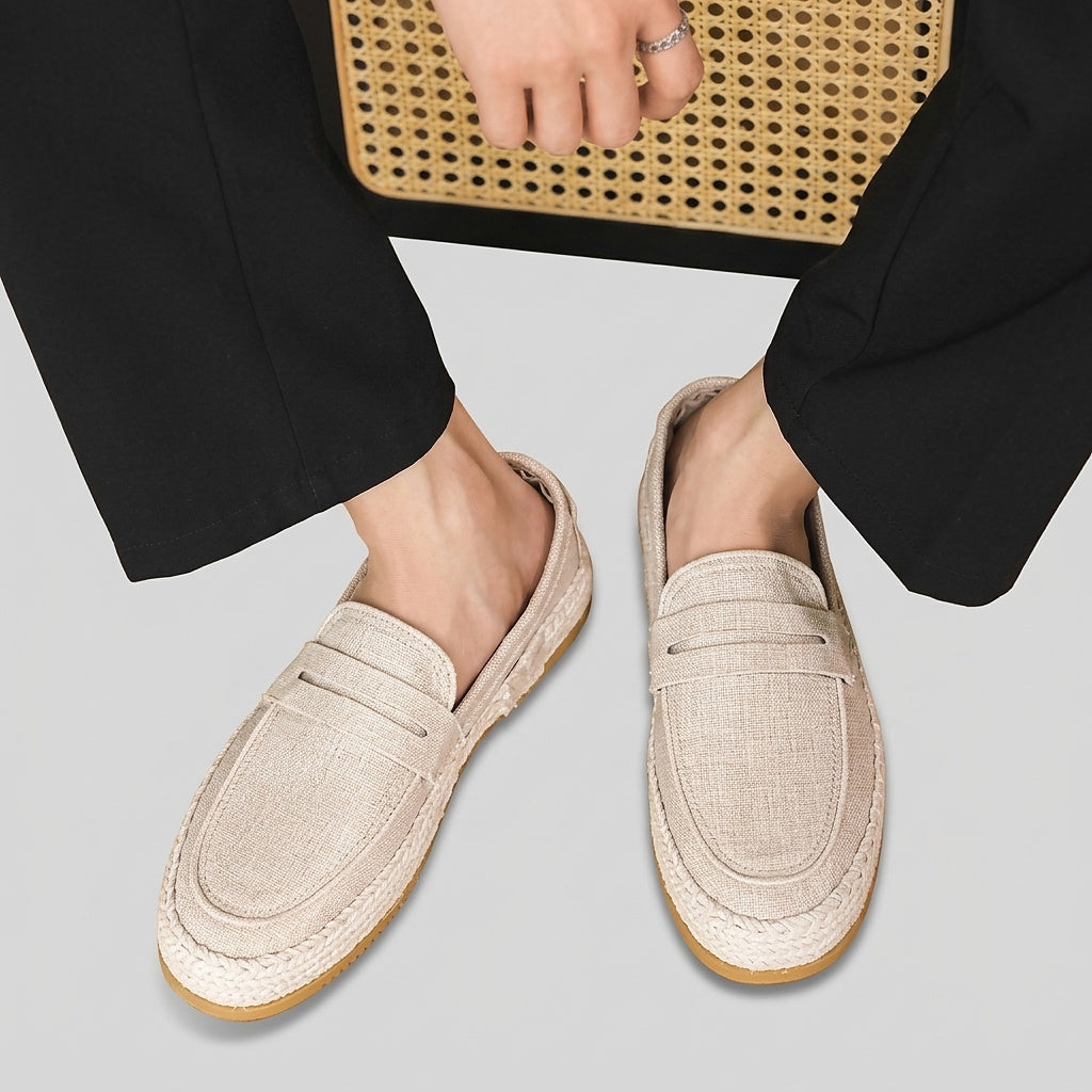 Men's Slip-On Loafers with Woven Trim