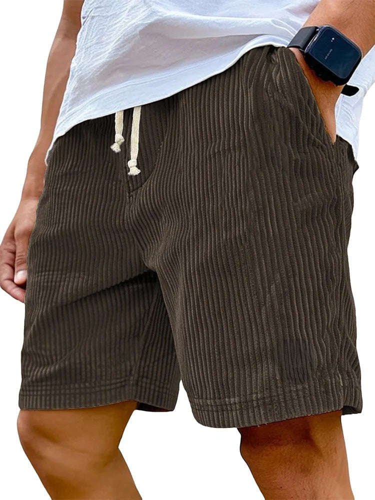 Men's Corduroy Shorts Relaxed Fit Drawstring Waist Casual Everyday Wear