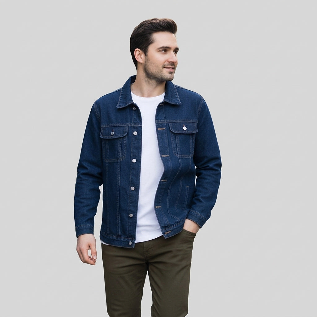 Men’s Denim Jacket with Button-Down Front