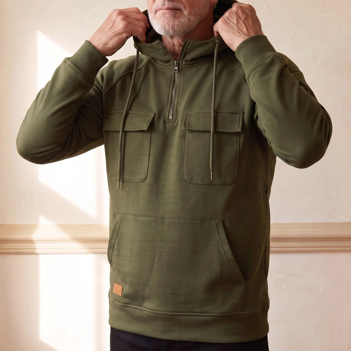 Men's Casual Hoodie with Flap Pockets Relaxed Fit Long Sleeve Everyday Wear