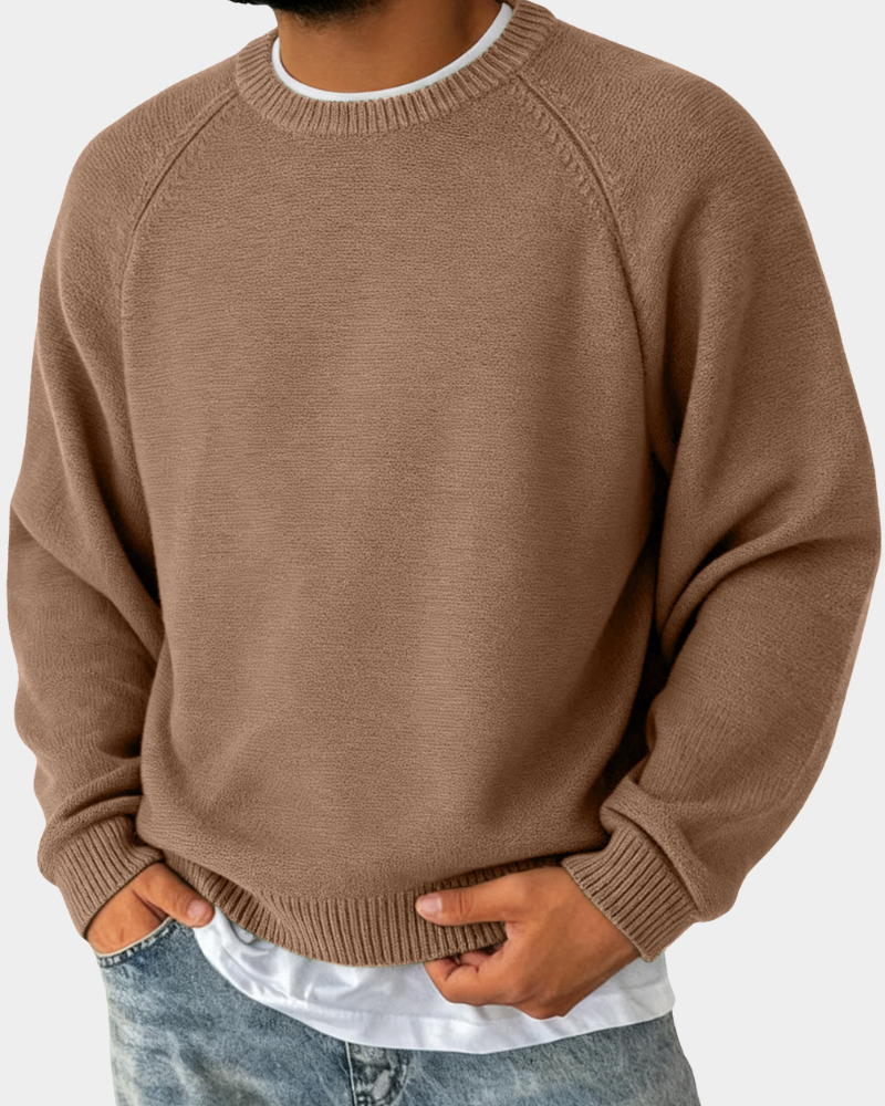 Men's Casual Crew Neck Jumper Relaxed Fit Long Sleeve Everyday Layering