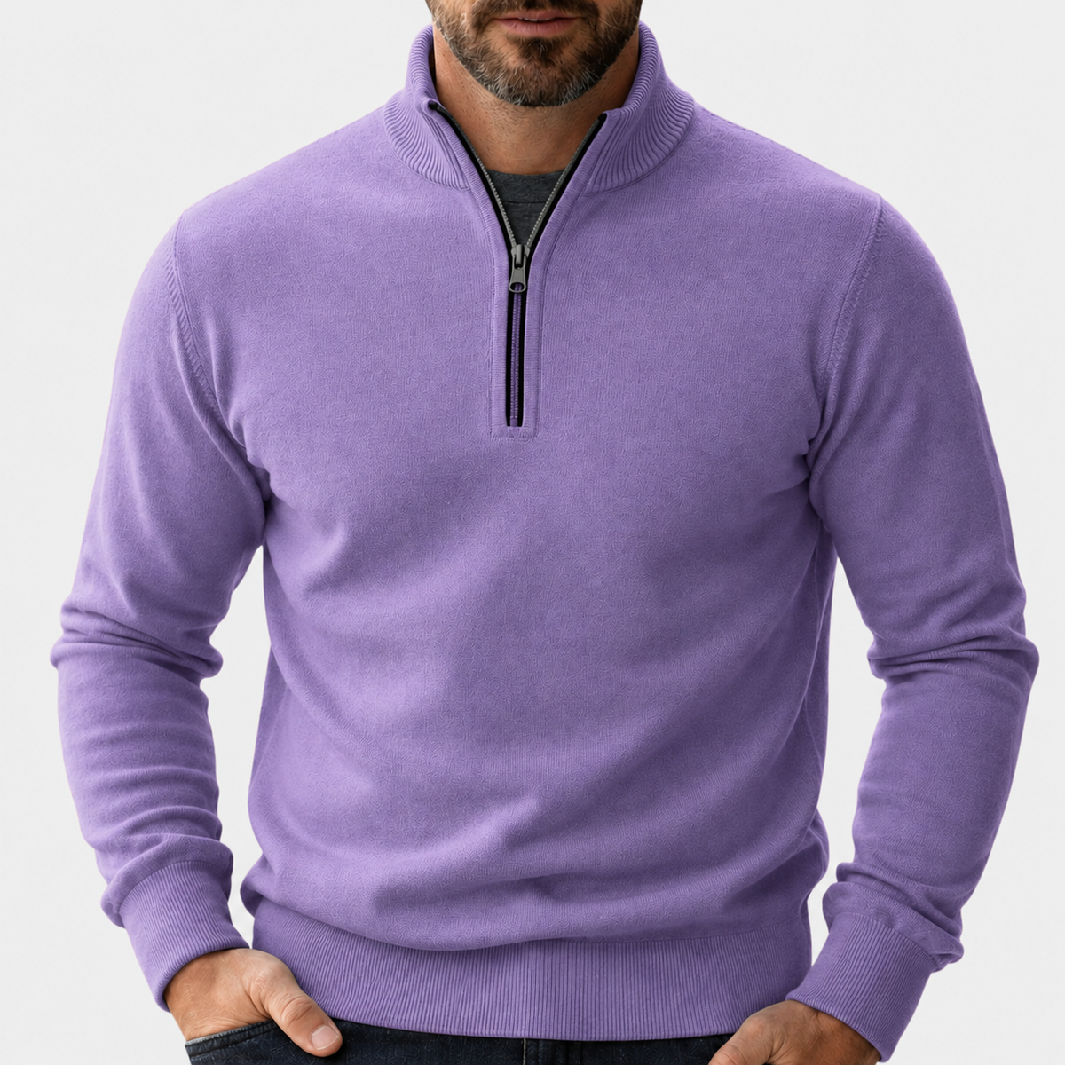Men's Zip-Up Sweater Relaxed Fit Long Sleeve Casual Layering