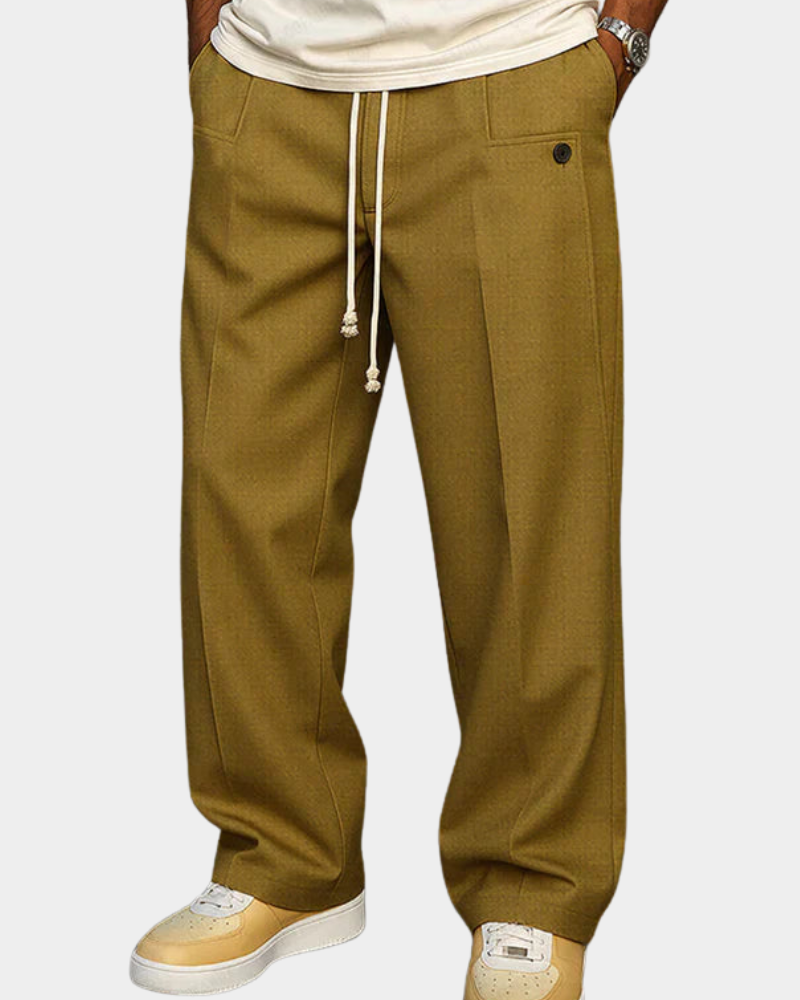 Men's Elegant Drawstring Trousers Relaxed Fit Casual Everyday Versatile