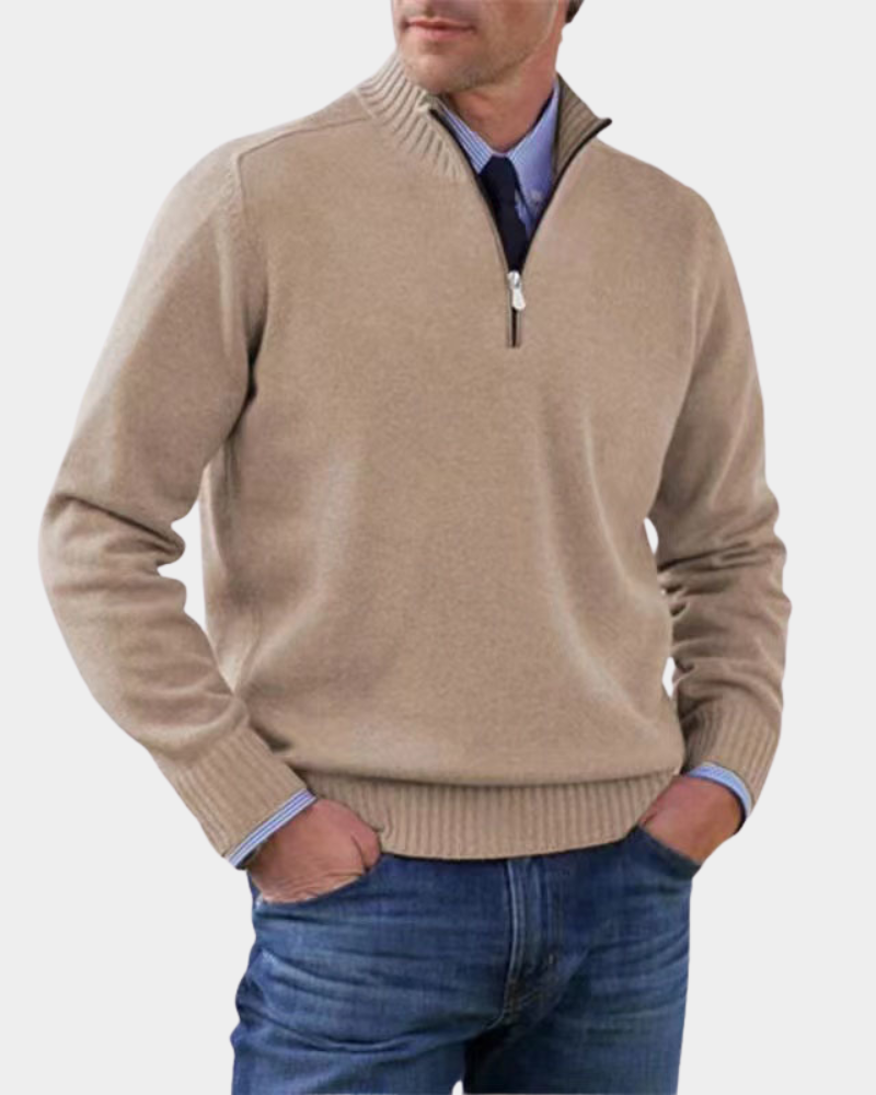 Men's Everyday Zip-Up Sweater Relaxed Fit Long Sleeve Casual Layering