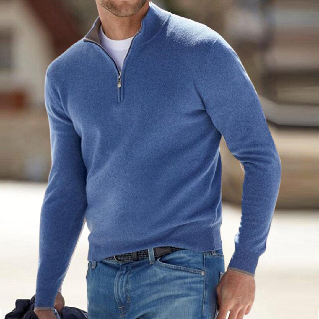 Men's Half-Zip Pullover Relaxed Fit Long Sleeve Casual Layering