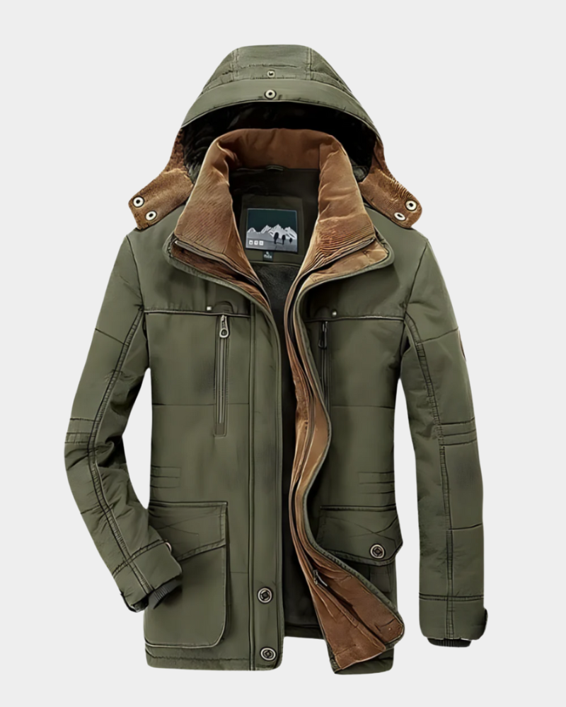 Men's All-Weather Expedition Jacket Full-Zip Adjustable Hood Versatile Outdoor