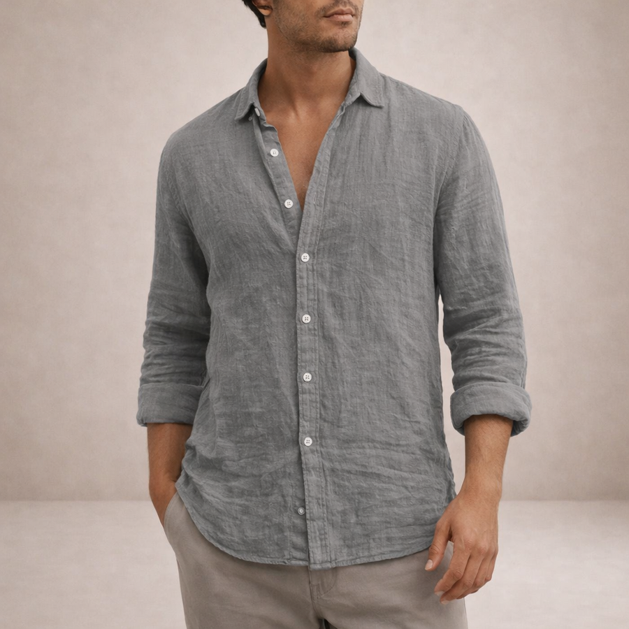 Men's Classic Fit Long Sleeve Button-Up Shirt Traditional Collar Casual Wear
