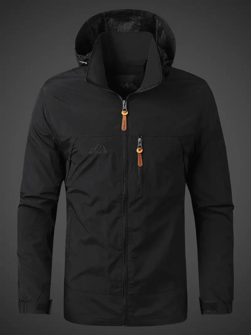 Men's All-Weather Hooded Jacket Relaxed Fit Full-Zip Casual Outdoor