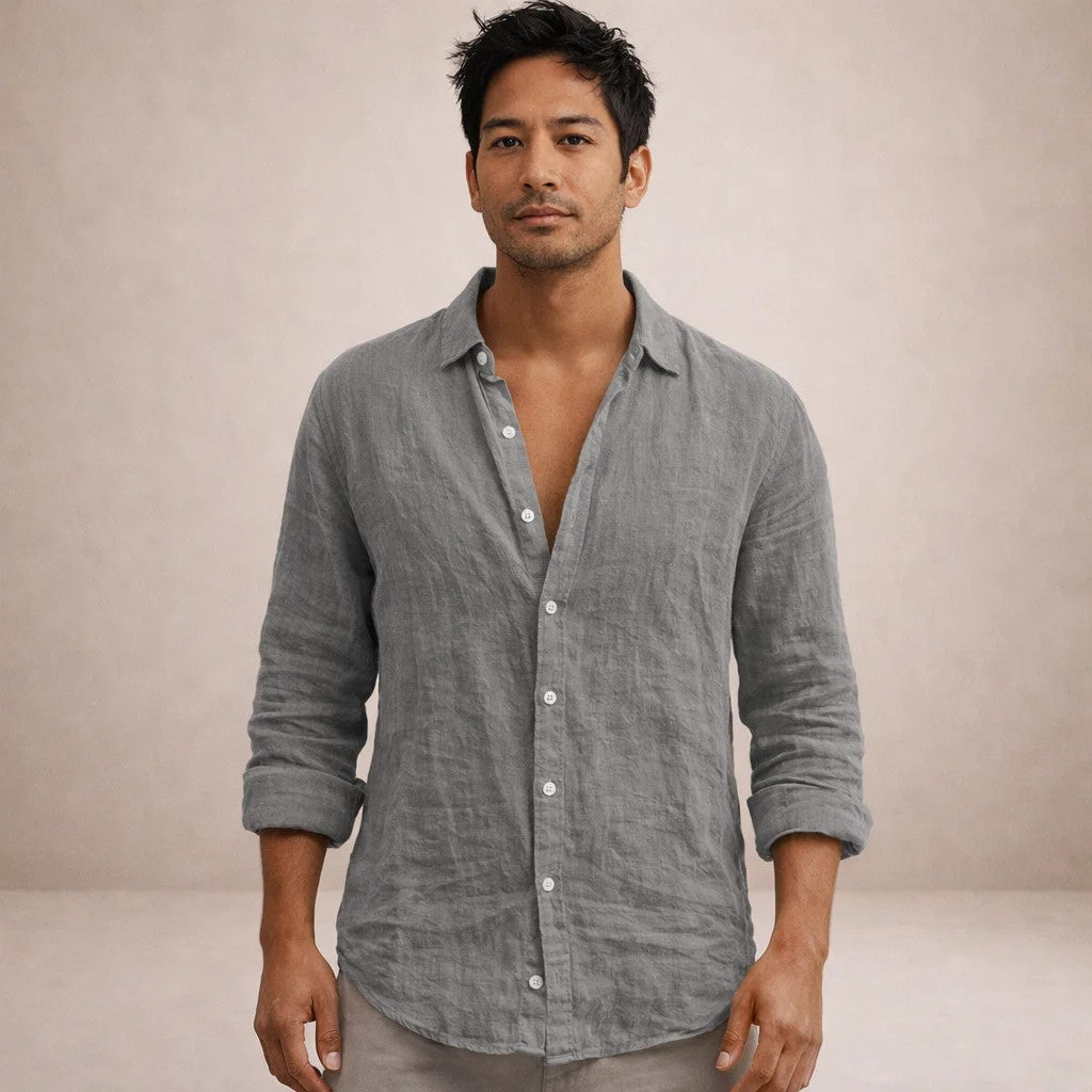 Men's Casual Open Collar Shirt | Long Sleeve