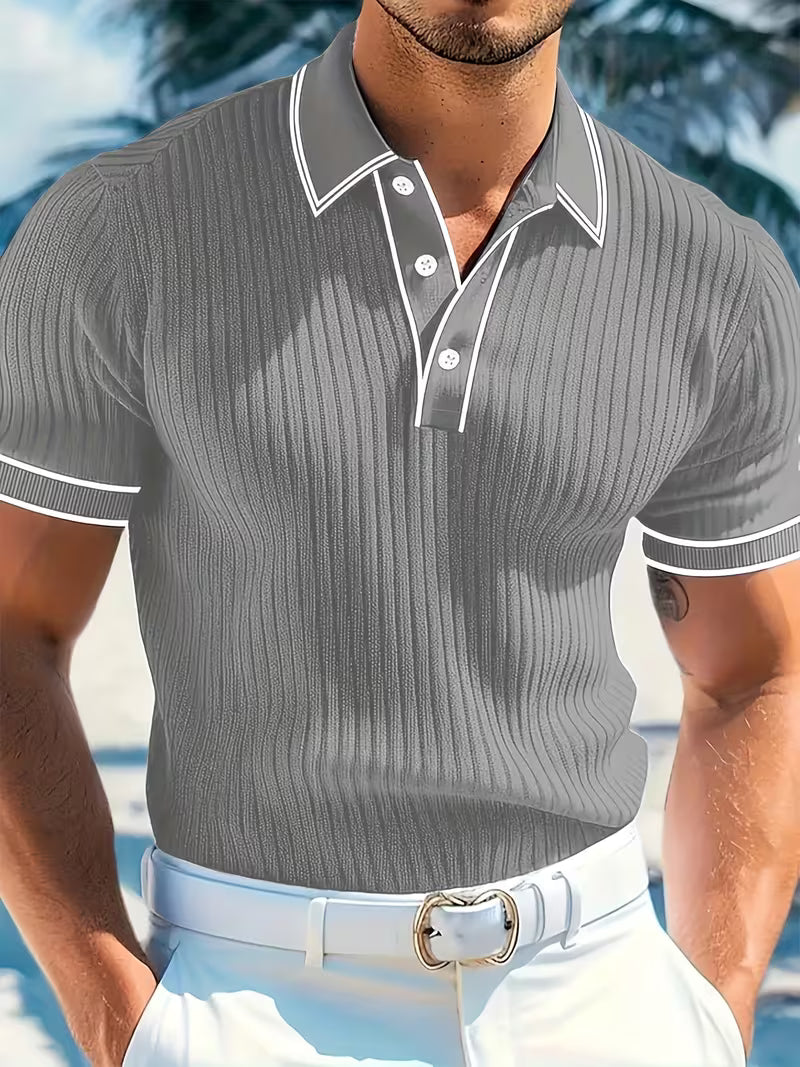 Men's Color-Blocked Short Sleeve Polo Shirt | Casual