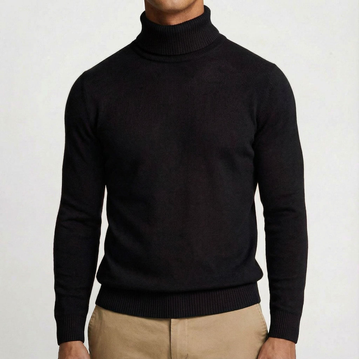 Men's Timeless Roll Neck Jumper Relaxed Fit Long Sleeve Classic Casual Wear