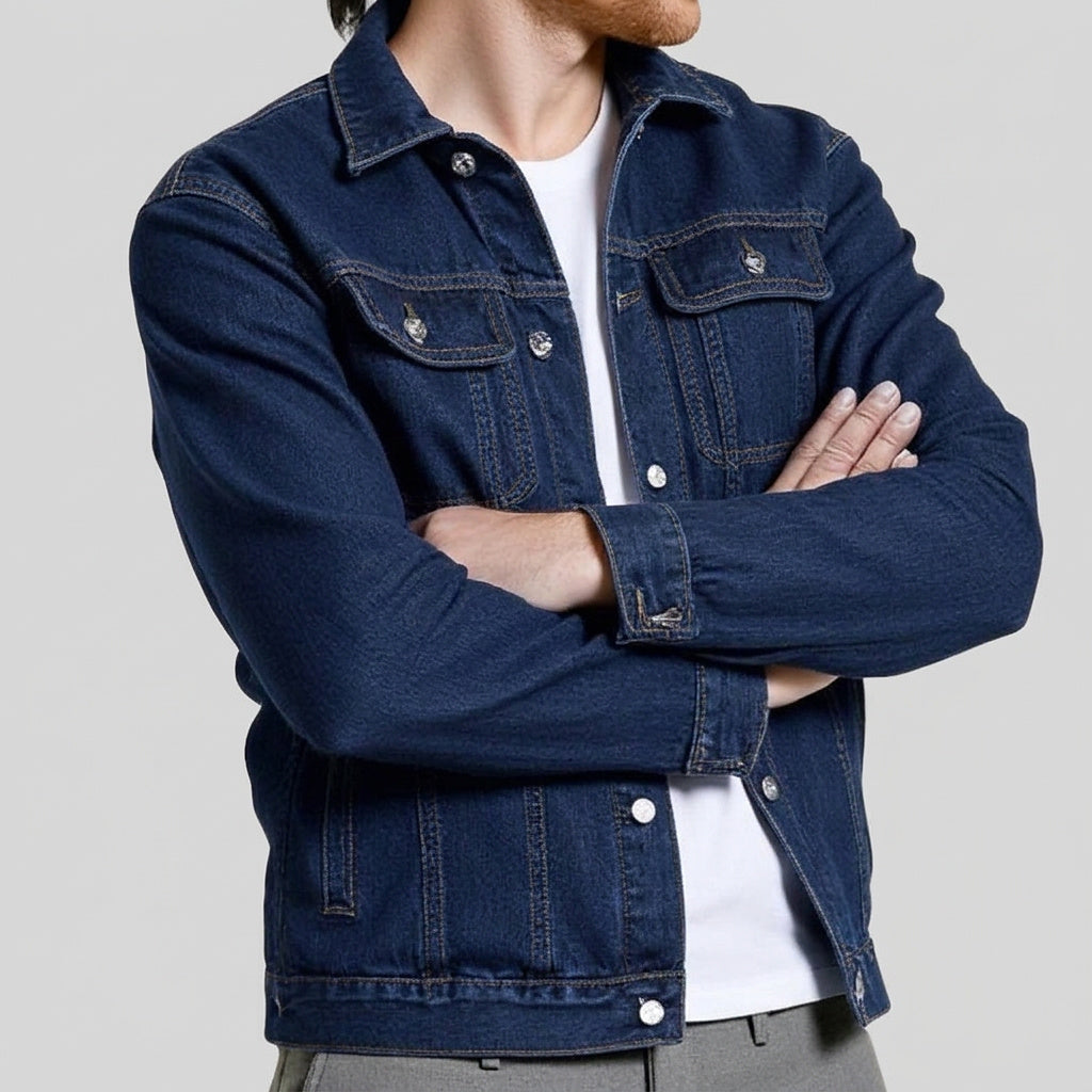 Men’s Denim Jacket with Button-Down Front