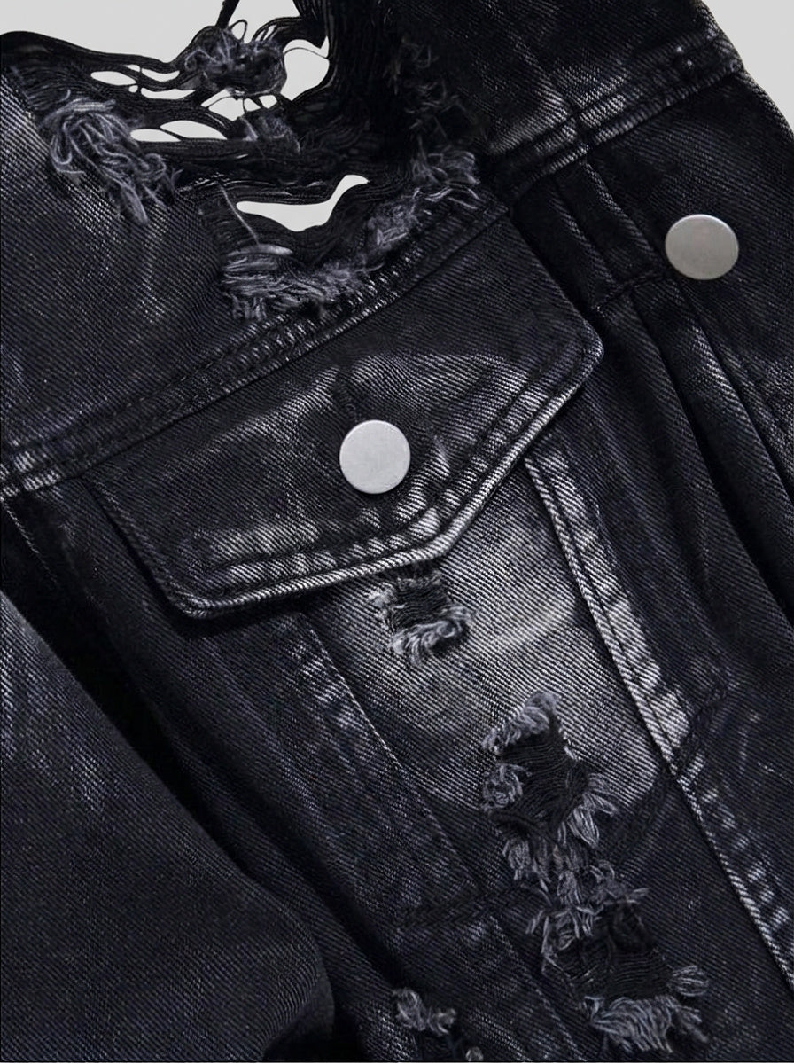 Men’s Distressed Denim Trucker Jacket
